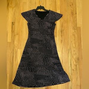 Laura Scott Polka Dot Floral slip on dress black with pink dots Size 6